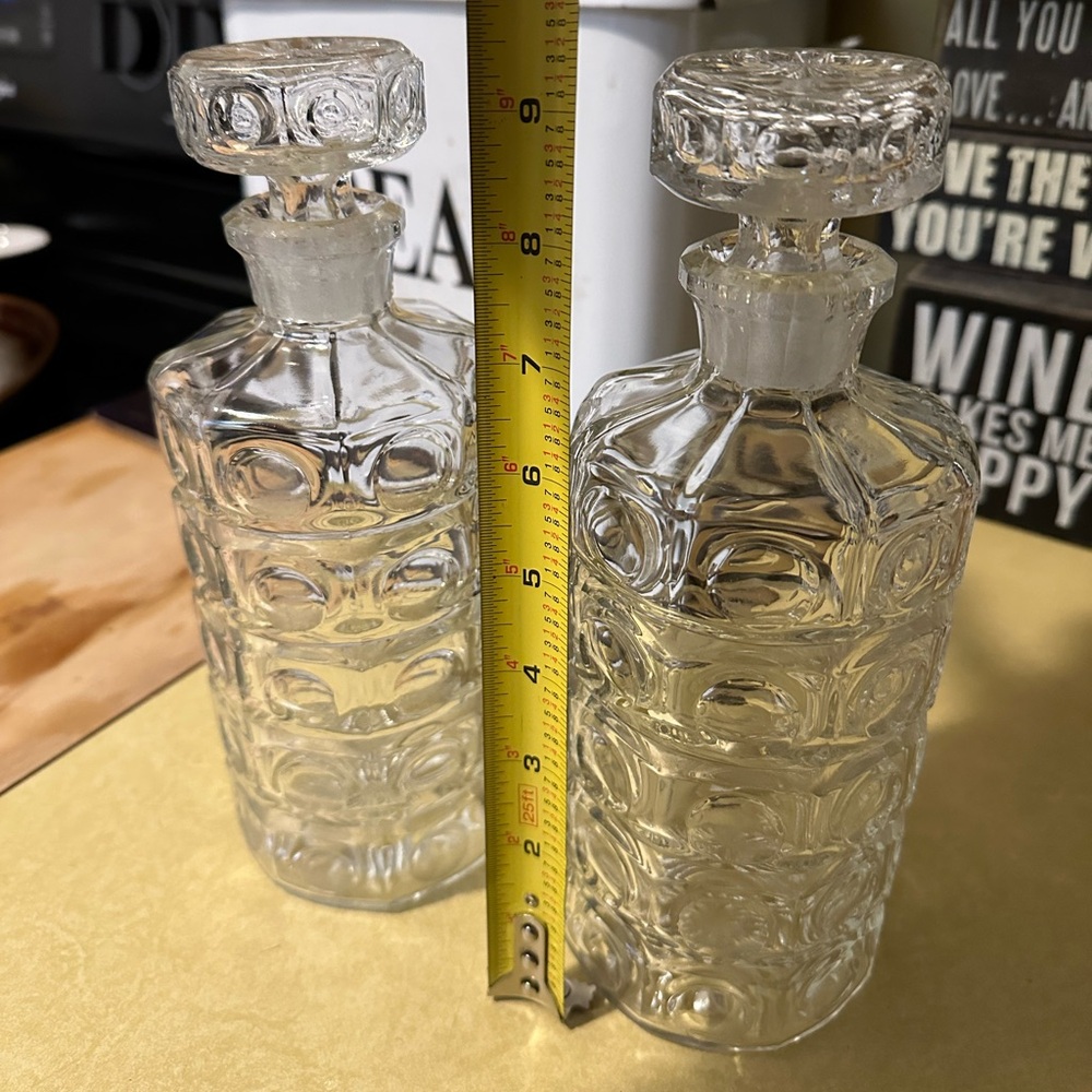MCM whiskey/alcohol crystal decanters, set of 2, like new.